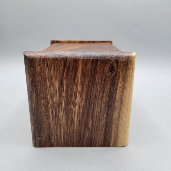 Handcrafted Acacia Hardwood Recipe Storage Box With Flip Up Lid Natural Finish - Picture 7 of 9